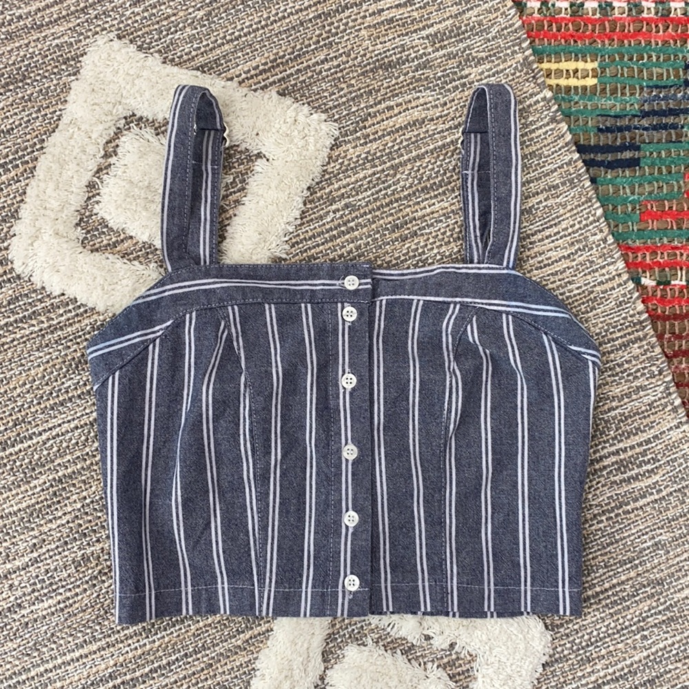 Brandy Melville Button Down Stripe Crop Top